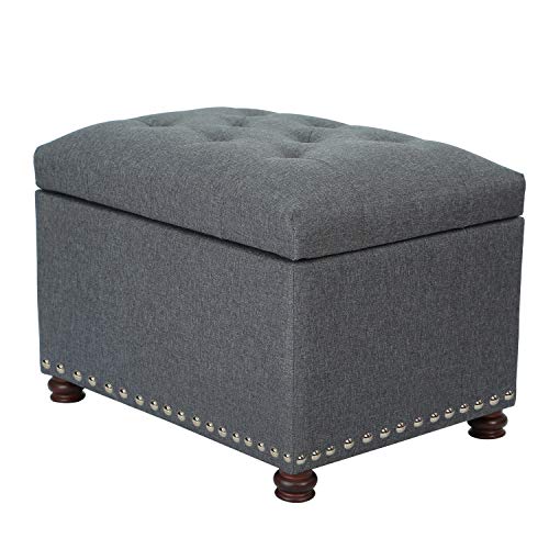 Storage Ottoman Bench Rectangular Fabric Organization Foot Rest, 24 Inch Modern Tufted Bedroom Foot Stool and Seat for Entryway, Bedroom, Living Room - color: Grey
