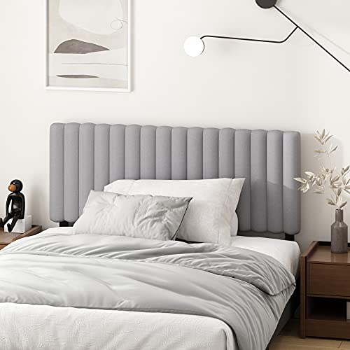 Furinno Roanne Upholstered Tufted Headboard, Full, Glacier - color: Glacier, style: Full-Lines