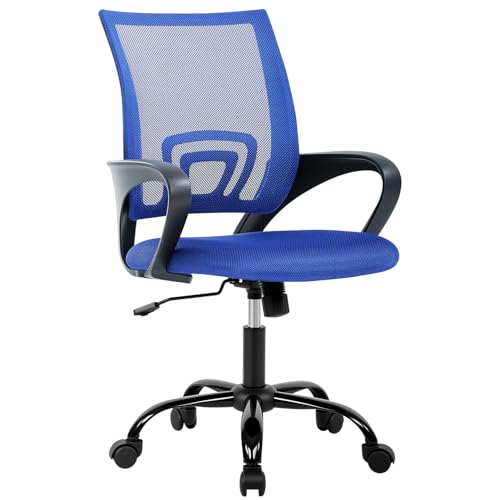 BestOffice Office Chair Ergonomic Cheap Desk Chair Mesh Computer Chair Lumbar Support Modern Executive Adjustable Stool Rolling Swivel Chair for Back Pain (Blue) - color: Blue, size: 1 Pcs