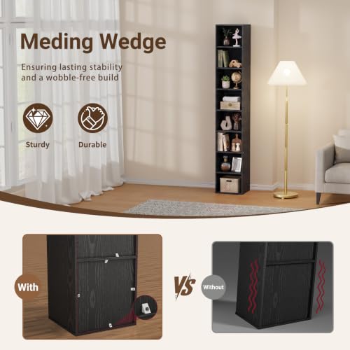 8 Cube Black Book Shelf, Tall Bookcase for Bedroom Home Office Living Room - color: Black, size: 8 Cube