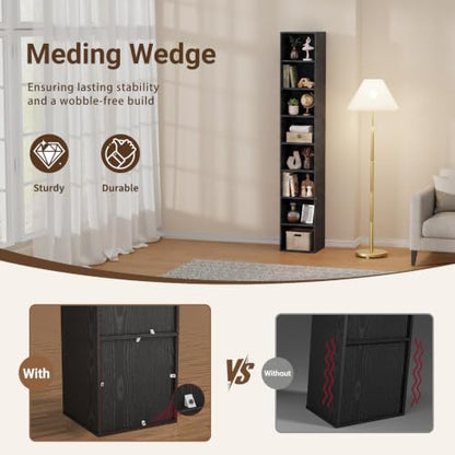 8 Cube Black Book Shelf, Tall Bookcase for Bedroom Home Office Living Room - color: Black, size: 8 Cube