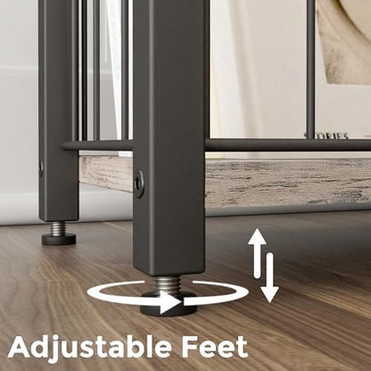 Homleke Narrow Side Table with Magazine Holder, Skinny End Table | Space-Saving Design, Small Spaces, Storage Shelf, Metal Frame, Easy Assembly, 7.1" D x 16.9" W x 23.6" H, Greige - color: Greige - Standard