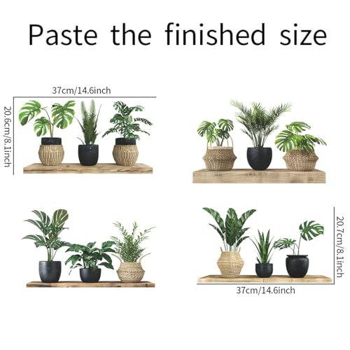 Green Plant Wall Decals 3D Bonsai Tropical Betterfly Wall Sticker Creative Vinyl Peel and Stick Removable Wall Art Decor for Living Room Bedroom Home Office (Green Plant 4) - style: Green Plant 4