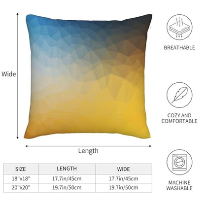 Yellow and Blue Throw Pillow Covers Abstract Polygon Style Pillow Cover 18x18 Inch Set of 2 Fractal Gradient Geometric Art Pillowcase Square Cushion Cases for Couch Bed Sofa - color: Blue Yellow, size: 18" x 18" (Pack of 2)