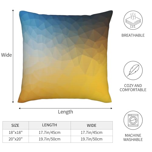 Yellow and Blue Throw Pillow Covers Abstract Polygon Style Pillow Cover 20x20 Inch Set of 2 Fractal Gradient Geometric Art Pillowcase Square Cushion Cases for Couch Bed Sofa - color: Blue Yellow, size: 20" x 20" (Pack of 2)