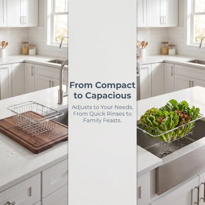 Expandable Over-the-Sink Stainless Steel Dish Rack - size: Extra Large