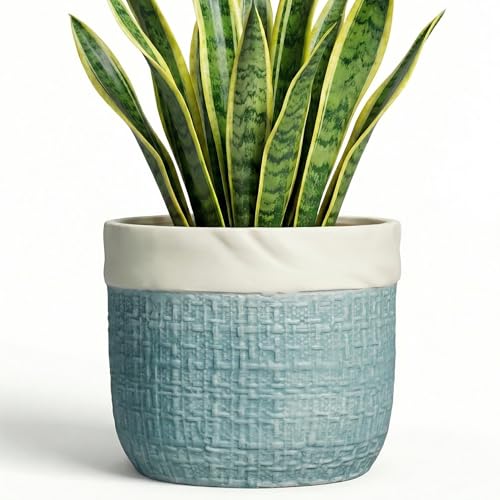 Ceramic Planter, 8 Inch Plant Pot, Round Flower Pots, Blue | Boho Planters for Indoor Plants, Decorative Pots for Plants with Drainage Hole, Garden Home Office Decor, Plant Lover Gifts - color: Blue, size: 8 Inch