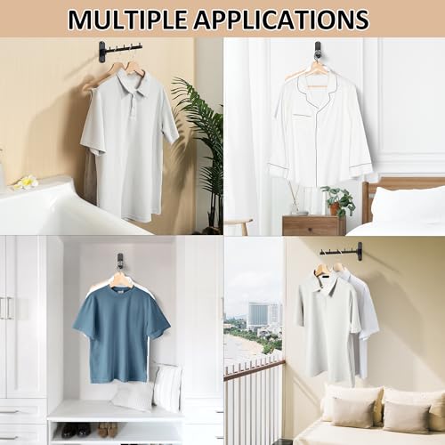 Mooche Swing Clothes Hanger Rack, Garment Racks 9.45" Long, Black | 180°Rotation Laundry Drying Rack 304 Stainless Steel Space Saving Wall Mounted for Laundry Room Bedroom Balcony - color: Black, size: 1 Pack
