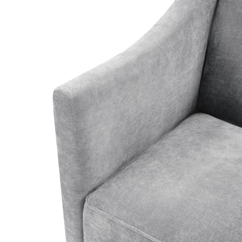 Penau Barrel Accent Chair, Chenille Upholstered Grey Seat | Soft Chenille Upholstery, Foam With Spring Pockets, Compact Living Room Seating, Bedroom Lounge Use