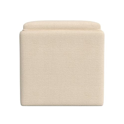 HomePop 17.5" Storage Ottoman with Tray Top - Cream Woven - color: Cream Woven