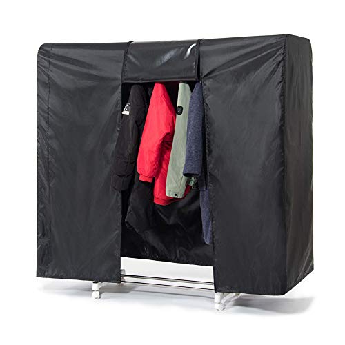 Garment Rack Cover 59" Clothes Rack Cover for Storage, Heavy Duty Dustproof Waterproof Clothes Closet Cover with 2 Full Strong Zipper, Wardrobe Rack Cover for Dance Costume, Dress, Suit（Only Cover）
