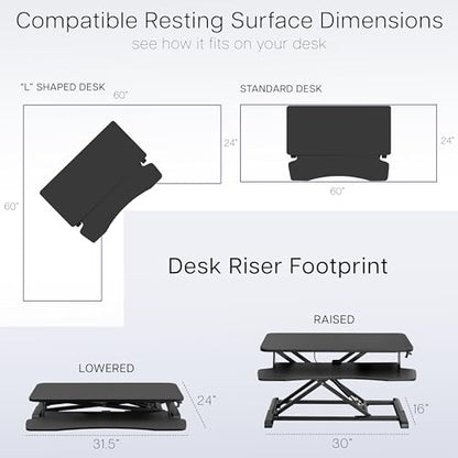 VIVO 32 inch Desk Converter, K Series, Height Adjustable Sit to Stand Riser, Dual Monitor and Laptop Workstation with Wide Keyboard Tray, Dark Walnut Top, Black Frame, DESK-V000KA | Height Adjustable, Stand Up Desk Riser, Wide Keyboard Tray, Dual Monitor