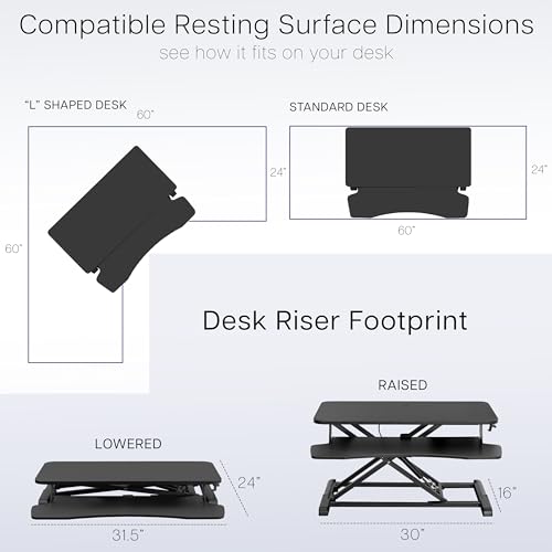 VIVO 32 inch Desk Converter, K Series, Height Adjustable Sit to Stand Riser, Dual Monitor and Laptop Workstation with Wide Keyboard Tray, Black, DESK-V000K | Height Adjustable, Stand Up Desk Riser, Wide Keyboard Tray, Dual Monitor and Laptop Workstation,