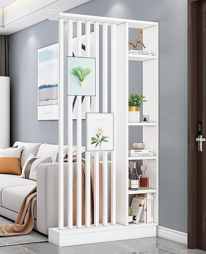 Wall Room Divider, Storage Cabinet Storage Display with Shelves, Modern Freestanding Wood Room Divider Screen, Wall Privacy Screens for Home Office Decorative (White+W,39.5" L x 9.5" W x 79.5" H) - color: White+white, size: 39.5" L x 9.5" W x 79.5" H
