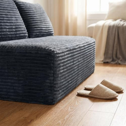 Boneless Couch for Bedroom, Small Compact Loveseat for Small Spaces | Comfy Lounge Chair Cloud Armless Loveseat with 2 Headrest for Apartment Living Room - color: Grey