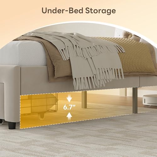 LIKIMIO Twin XL Bed Frames with Storage Drawer, Lights & Charging Station | Upholstered Modern Platform Bed, XL Twin Bed Frame with Headboard, No Box Spring Needed, Easy Assembly, Noise-Free, White - size: Twin XL