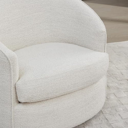CHITA Barrel Swivel Accent Chair, FSC Wood Frame, Fully Assembled, Cream | Modern Armchair with FSC Certified Wood Frame, Living Room Chair for bedroom & office, 31.5"Dx32.3"Wx28.7"H, 350 Lbs Capacity - color: Cream - Fabric