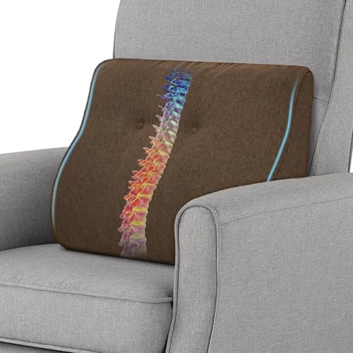 baibu Patented Dual-Layer Memory Foam Lumbar Pillow for Recliner, Brown | Ergonomic back support for recliners, sofas, and gaming chairs with a removable machine-washable cover for easy care. - color: Brown