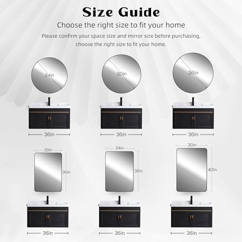 Round White Bathroom 30 Inch Mirror,Circle Wall Modern Mirror for Bedroom | Hanging Vanity Tempered Glass Mirrors for Entryway or Living Room - color: White a, size: 30"L x 30"W