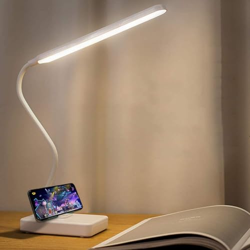 Cordless LED Desk Lamp Rechargeable 2000mAh Battery 3 Colors 6 Brightness Dimmable Foldable Eye-Caring Table Lamp White