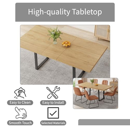 Mid-Century Extendable Dining Table Set, 51"-67", 6 Upholstered Chairs - color: Table With 6 Brown Chairs-b, size: 51"-67"