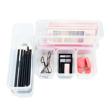 AB Designs 8-Pack Storage Bins with Lids, 4 Long and 4 Small, Clear - size: 4 Long & 4 Small