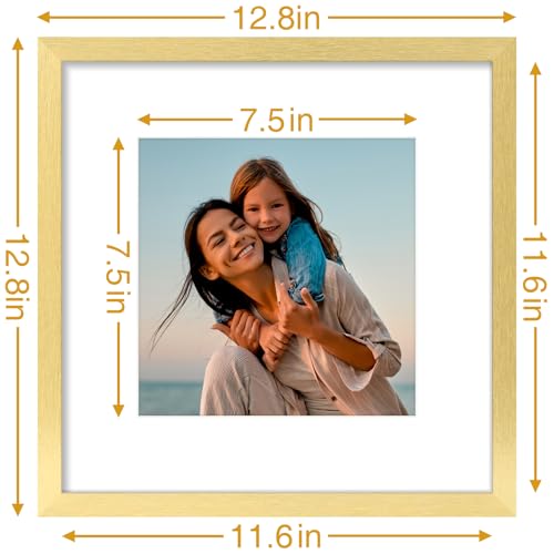 Vittanly 12x12 Picture Frames Set of 4, for Wall Mounting Display, Gold | Display Pictures 8x8 with Mat or 12x12 without Mat, Square Gallery Wall Frame Set, Engineered Wood with Resistant Plexiglass - color: Gold, size: 12x12