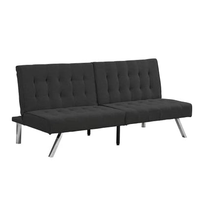 Convertible Futon Sofa Bed, Modern 68'' Fabric Sleeper Couch for Living Room,Guest Bed, Adjustable Backrest, Upholstered Recliner Chair, Loveseat for Compact Small Space Living Room (Black) - color: Black