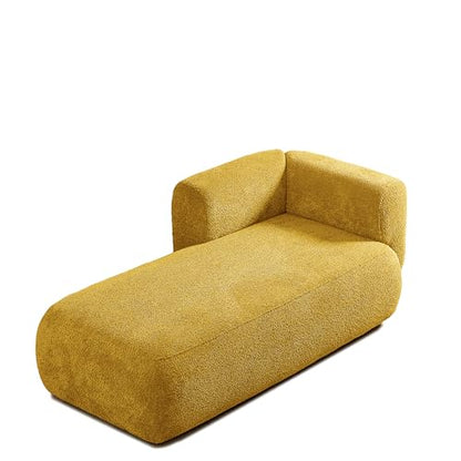 ERYE Boucle Upholstered Left Facing Chaise Lounge Indoor for Living Room Bedroom,Comfy Single Chaise Lounge Modern Leisure Recliner Sleeper Sofa Daybed, Easy Assemble - color: Yellow/L