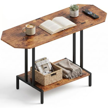 Small Coffee Tables for Living Room Wood Tea Table | 2-Tier Center Table, Industrial Rectangle Coffee Table, for Large or Small Spaces, with Storage Shelf, Wood Tabletop