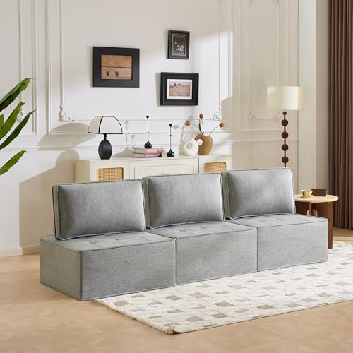 Modular Linen-Frame Sofa: Versatile Sectional for Small Apartments, Mix-and-Match Design (Light Grey) - color: Light Grey