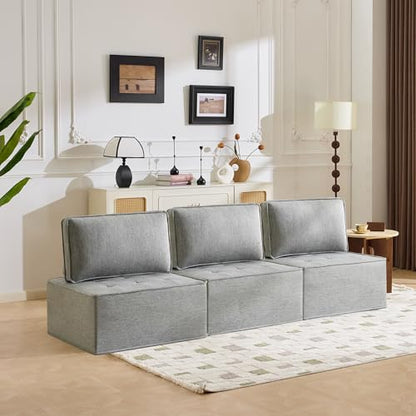 Modular Linen-Frame Sofa: Versatile Sectional for Small Apartments, Mix-and-Match Design (Light Grey) - color: Light Grey