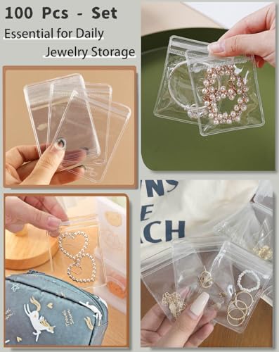 100Pcs Anti Tarnish Jewelry Bags Clear Pvc Jewelry Storage Pouches with Zipper Plastic Packing for Earrings (Anti Tarnish Clear Earrings Bag 2.37x3.15 in) - color: 100Pcs Anti Tarnish Clear Earrings Bag 2.37x3.15 in