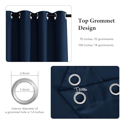 RYB HOME Blackout Room Divider Curtain for Sliding Glass Doors, Privacy | Thermal Insulated, for Living Room/Bedroom, Extra Wide Window Treatment, Room Divider Drape, Navy Blue, W100 x L95, 1 Panel - color: Navy Blue, size: 100"W x 95"L (Pack of 1)