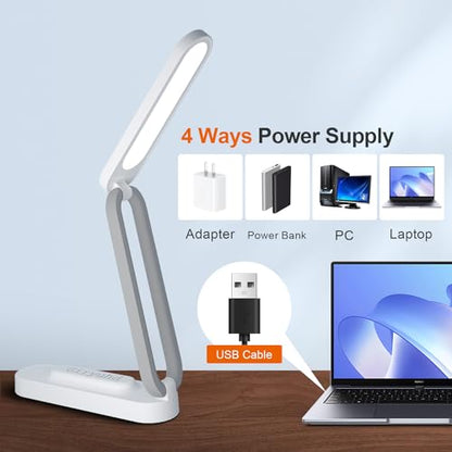 Giryuhd LED Desk Lamp for Office Home & Battery Operated Lamp Rechargeable Lamp Foldable & Portable Light, LED Desk Light Strip, 3 Brightness Dimmable Small Desk Lamp Wireless Reading Lamp(2PACK) - color: White(2PACK)
