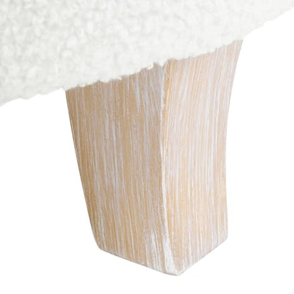 HomePop 19" Faux Sheepskin Round Storage Ottoman - Light Cream - color: Light Cream