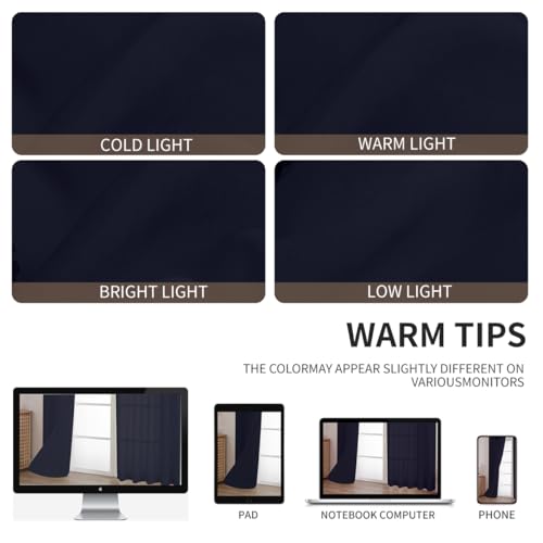 CUCRAF Sheer Curtains Panels for Living Room Bedroom Small Window Semi Treatment Drapes Voile Rod Pocket,Set of 2 (54 x 63 inches Long,Navy Blue) - color: Navy Blue, size: 54"W x 63"L (Pack of 2)
