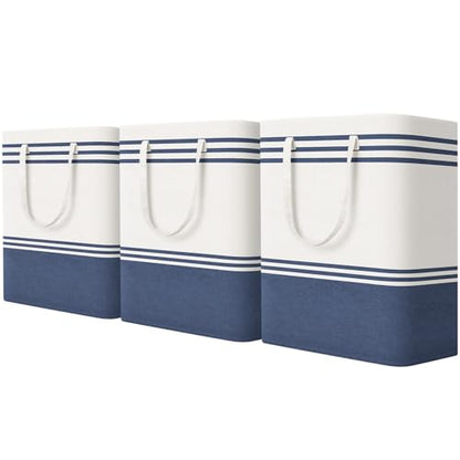 TranquilRelax 3-Pack Laundry Basket, Laundry Hamper, Blue-125L | Freestanding＆Water-Resistant Laundry Hamper, Collapsible Tall Clothes Hamper with Carry Handles for Clothes, Laundry Basket - color: Blue, size: 125L