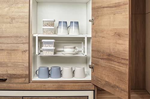 Nxconsu Under Shelf Basket 2 Pack, Cabinet Storage Organizer, 16.1" White | Solid Metal Bottom Holds Up to 30 lb with No Drilling for Kitchen Cupboard Pantry Bookshelf Closet Laundry and Bath - color: White, size: Large - 16.1"L