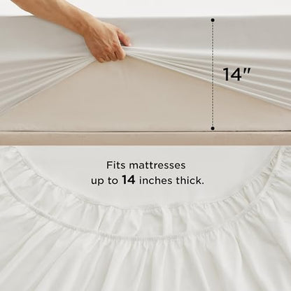 Bedsure 트윈 XL 이불 세트 베이지 침대 세트 듀얼 톤 5피스 172.7cm x 223.5cm(68x88인치) | Bed in a Bag 침구 세트, 사계절용, 기숙사 필수품, 대조적인 디자인, 부드러움, 시트 포함, 통기성, 침실 - color: 02 - 베이지/화이트, size: 트윈-XL