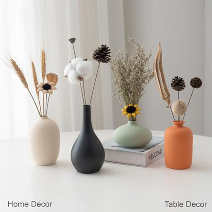 Set of 4 Small Matte Ceramic Vases - Modern & Bohemian Decor for Home, Office, Shelve, Living Room Table, Mantel, Bedroom, Entryway, Rustic Farmhouse Decorative Vases & More（Hademade - size: Vase Set 4 S1