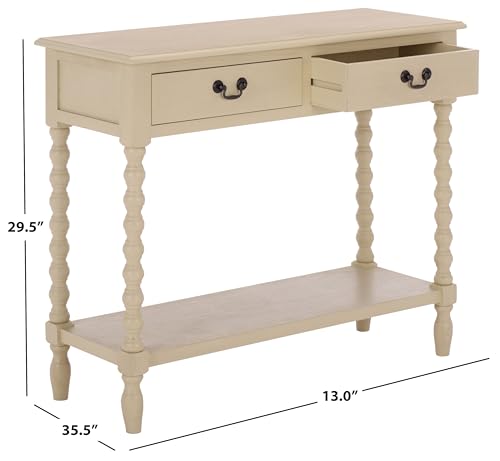 SAFAVIEH Furniture - Athena 2-Drawer Console Table - Sand - Solid Wood - Farmhouse Classic Design - Ideal for Entryway, Living Room, Hallway, 35.5" W x 13" D x 29.5" H (CNS5702E) - color: Sand