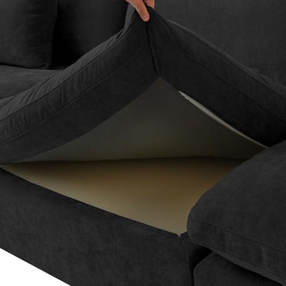 Cloud Couch Modular Sectional Sofa,119.2" 3Seater Wide Couch,Down Filled Convertible Living Room Set, Covers Washable&Replaceable,Black - color: Black, size: 3 Seater