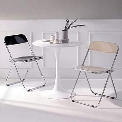 Stackable Transparent Dining Chair - Metal Frame, Plastic Accent Chair for Kitchen, Living Room, Bedroom - Space Saving, Stylish Design，Black 47x48x76cm(19x19x30inc - color: Black