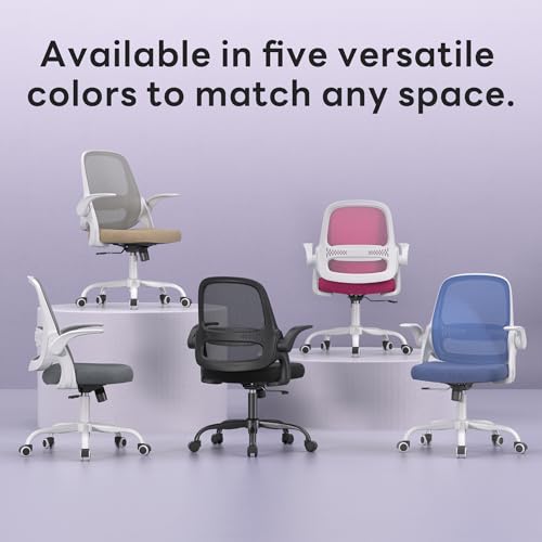 amseatec Ergonomic Mesh Desk Chair with Flip-Up Arms, Supports 300 lbs | Aerospace-grade frame, Mesh & 3" foam seat. 90-110° rocking, height adjustable, 360° swivel. - color: Black