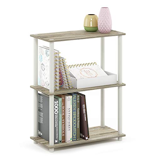 Furinno TURN-N-TUBE Storage Shelves, 3-Tier Book Shelf, Corner Shelf, Toolless Open Shelves, for Organization and Storage, Living Room, Garage, Home Office, Sonoma Oak - color: Sonoma Oak/White, size: 3-Tier Round Tube