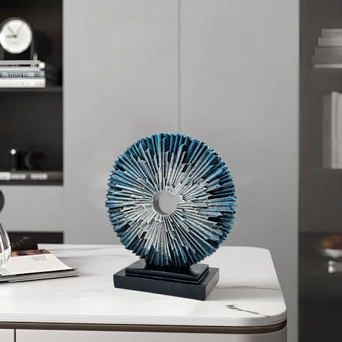 Round Statue for Home Decor, Abstract Office Desk Sculpture for Men, Blue | Modern Home Resin Sculptures Decorative Objects,Table Top Decor for Livingroom Coffee Table,Item Shelf Sculpture - color: Blue, size: Round Statue