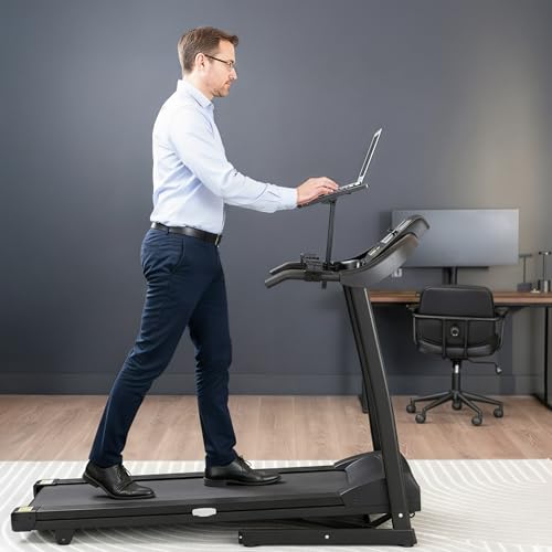 VIVO Universal Wooden Laptop Treadmill Desk, Adjustable Ergonomic Notebook Mount Stand for Treadmills, Includes Mouse Pad and Wrist Support, Stand-TDML4 - size: 27” x 11”