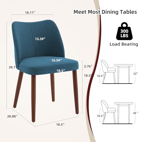 GarveeHome Wooden Dining Chairs Set of 4, Dining Room Chairs with Wood Legs | Upholstered Armless Kitchen Chairs with Back Thick Cushions for Kitchen/Living Room/Restaurant, Tool-Free Assembly, No Wobble - color: Navy Blue