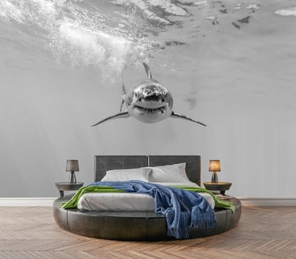 Eierme-Ferocious Great White Shark Mural Wallpaper Peel and Stick 160" x 114" - color: No.13, size: 160" x 114"